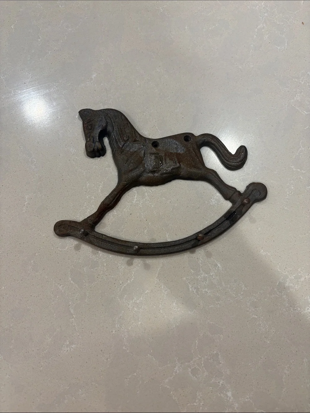 Rustic Brown Cast Iron Rocking Horse Wall Hook